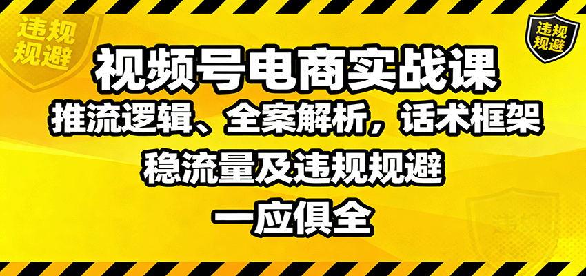 视频号电商实战课：推流逻辑、全案解析，话术框架，稳流量及违规规避等-生财