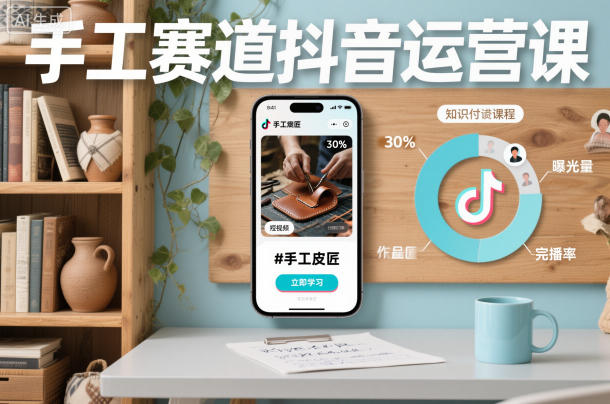 手工赛道抖音运营课，手工赛道流量运营-生财