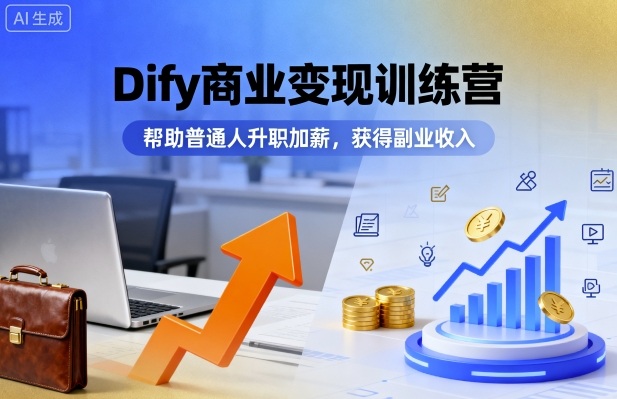 Dify商业变现训练营,帮助普通人升职加薪,获得副业收入-生财