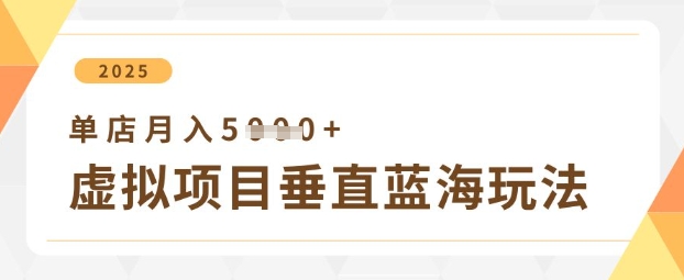 虚拟项目垂直玩法，实现单店月入5k+-生财