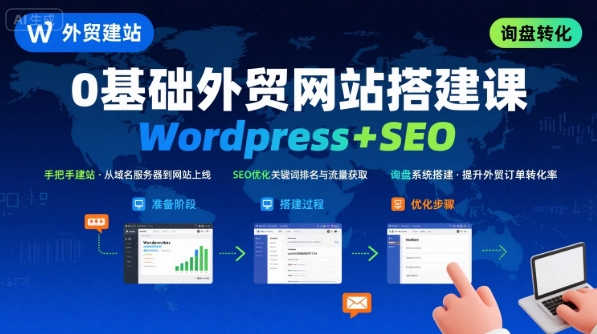 Wordpress外贸建站+SEO优化课程，手把手教你从0到1搭建可获得询盘的外贸网站-生财