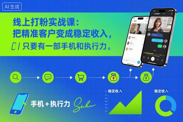 线上打粉实战课：把精准客户变成稳定收入，只要有一部手机和执行力-生财