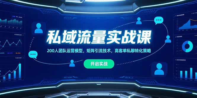 私域流量实战课，200人团队运营模型，矩阵引流技术，高客单私聊转化策略-生财