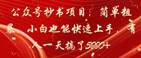 公众号抄书项目，简单粗暴，小白也能快速上手，有人一天搞了1k+-生财