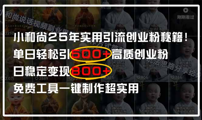 小和尚2025年实用引流秘籍！单日轻松引500+高质量创业粉，日变现800+，...-生财