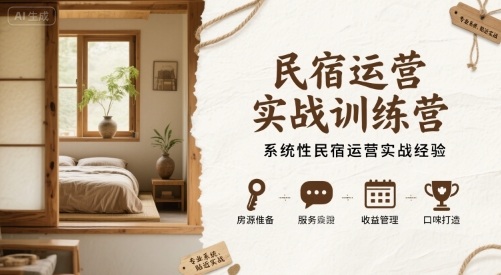 民宿运营实战训练营，系统性民宿运营实战经验-生财