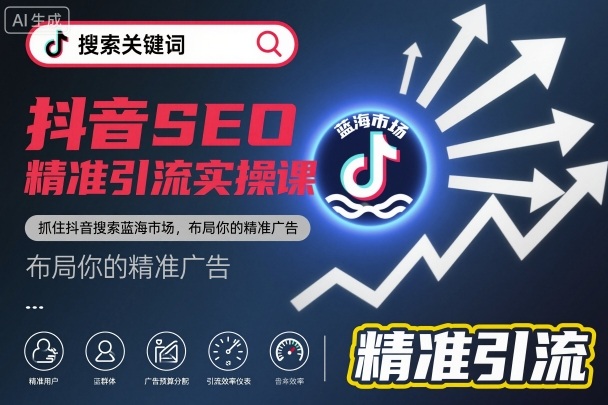 抖音SEO精准引流实操课，抓住抖音搜索蓝海市场，布局你的精准广告-生财