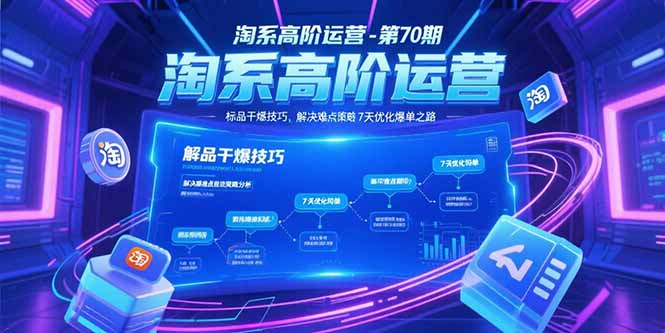 淘系高阶运营-第70期,标品干爆技巧,解决难点策略,大佬操盘方法-生财