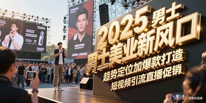 2025男士美业新风口,趋势定位加爆款打造,短视频引流直播促销-生财