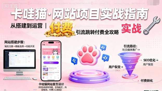 卡哇猫·网站项目，网站搭建与运营以及引流跳转付费-生财