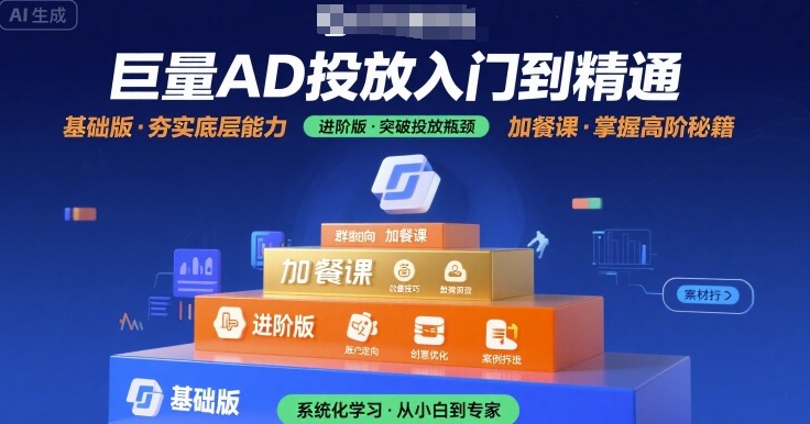 巨量AD投放入门到精通,基础版+进阶版+加餐课-生财