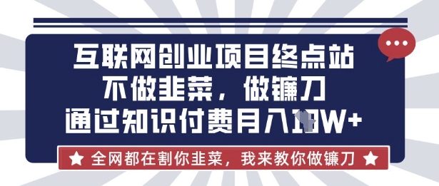 互联网创业尽头-不做韭菜，做镰刀，通过知识付费月入10个【揭秘】-生财