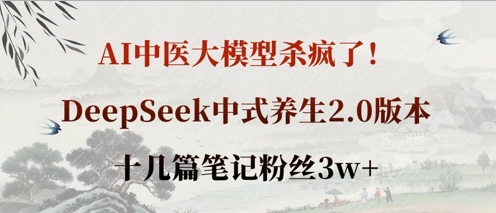 AI中医大模型杀疯了！DeepSeek中式养生2.0版本，十几篇笔记粉丝3w+-生财