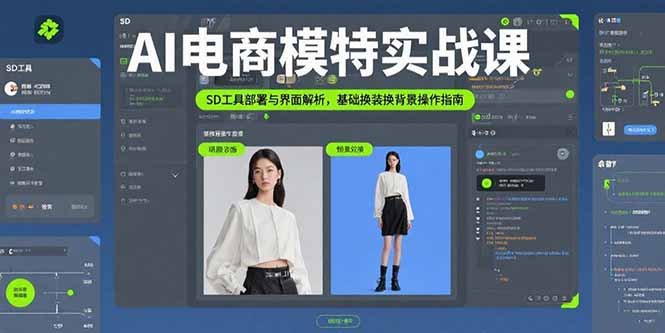 AI电商模特实战课，SD工具部署与界面解析，基础换装换背景操作指南-生财
