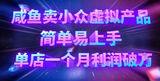 咸鱼卖小众虚拟产品，简单易上手，单店一个月利润破W-生财