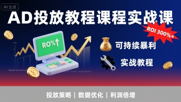 AD投放教程课程实战课，实现广告ROI300%+可持续暴利-生财