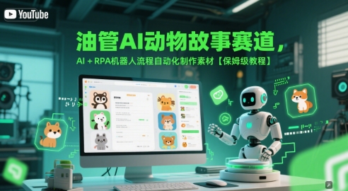 油管AI动物故事赛道，AI+RPA机器人流程自动化制作素材【保姆级教程】-生财