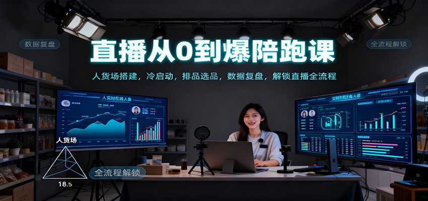 直播从0到爆陪跑课：人货场搭建，冷启动，排品选品，数据复盘，解锁直播全流程-生财