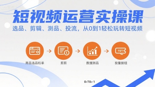 短视频运营实操课，选品、剪辑、测品、投流，从0到1轻松玩转短视频-生财