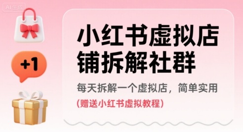 小红书虚拟店铺拆解社群，每天拆解一个虚拟店，简单实用(赠送小红书虚拟教程)-生财