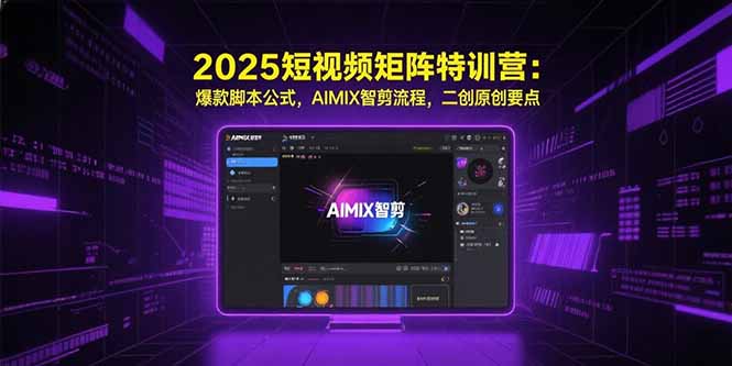 2025短视频矩阵特训营：爆款脚本公式，AIMIX智剪流程，二创原创要点-生财