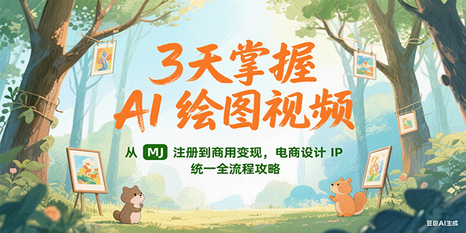 3天掌握AI绘图视频，从MJ 注册到商用变现，电商设计IP统一全流程攻略-生财