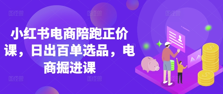 小红书电商陪跑正价课，小红书官方认证电商讲师教学，日出百单选品，电商掘进课-生财