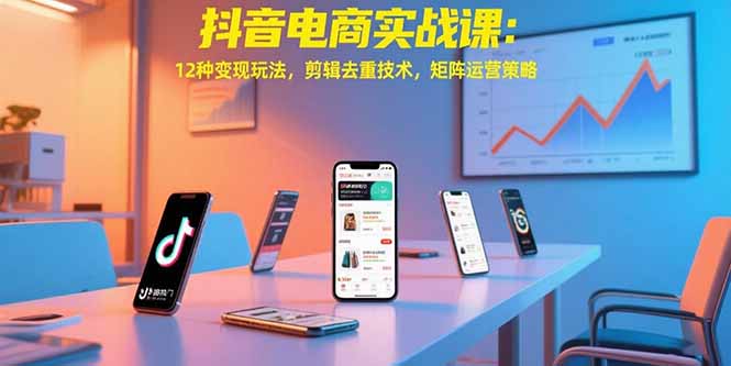 抖音电商实战课：12种变现玩法，剪辑去重技术，矩阵运营策略-生财