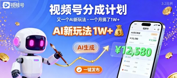视频号分成计划:又一个AI新玩法,一个月搞了1W+,纯AI生成,一键发布即可-生财