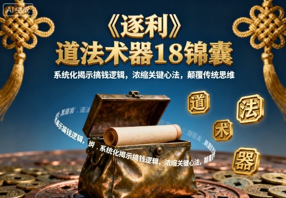 《逐利》道法术器18锦囊，系统化揭示搞钱逻辑，浓缩关键心法，颠覆传统思维-生财