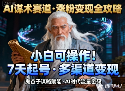 AI谋术赛道，涨粉快速，变现方式多样，小白可操作-生财