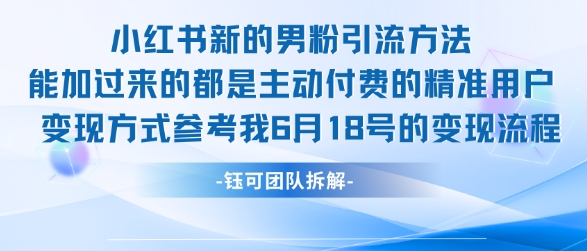 小红书全新男粉引流实操方法,日引流100多精准男粉-生财