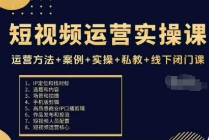 短视频运营实操课,运营方法+案例+实操+私教+线下闭门课-生财
