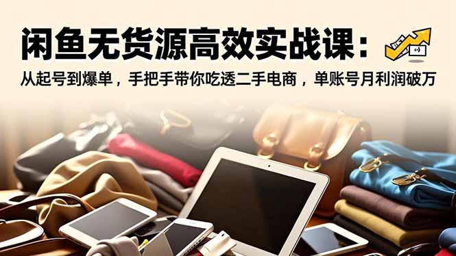 闲鱼无货源高效实战课：从起号到爆单，手把手带你吃透二手电商，单账号月利润破万-生财