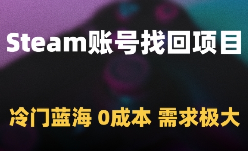 Steam账号找回项目，冷门蓝海，0成本，需求极大-生财