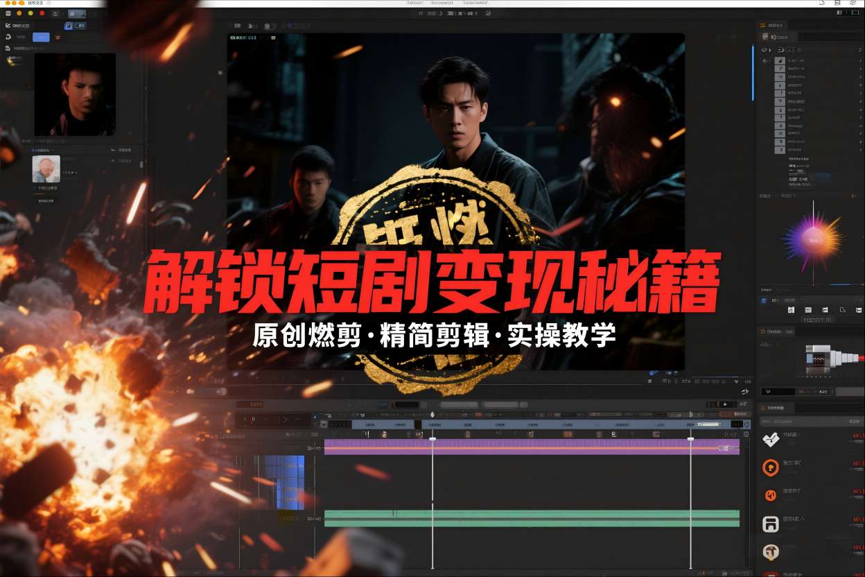 短剧拉新之原创燃剪精简剪辑实操课，解锁短剧变现秘籍-生财