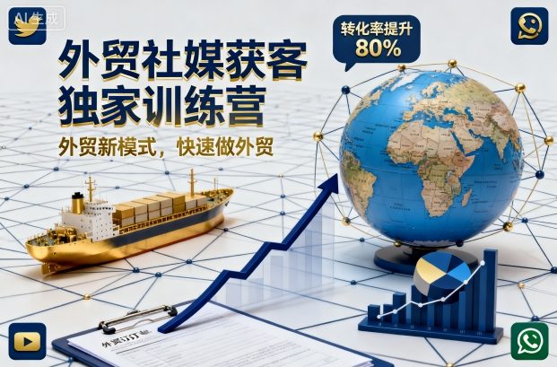外贸社媒获客独家训练营，外贸新模式，快速做外贸(更新)-生财
