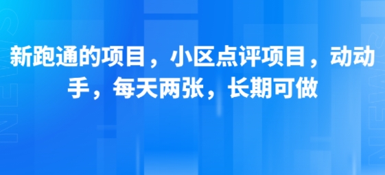 新跑通的项目，小区点评项目，动动手，每天两张，长期可做-生财