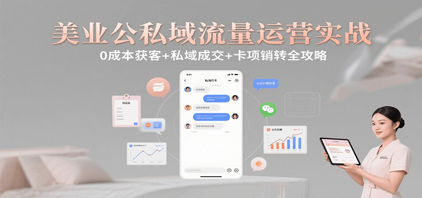 美业公私域流量运营实战:0成本获客+私域成交+卡项销转全攻略-生财