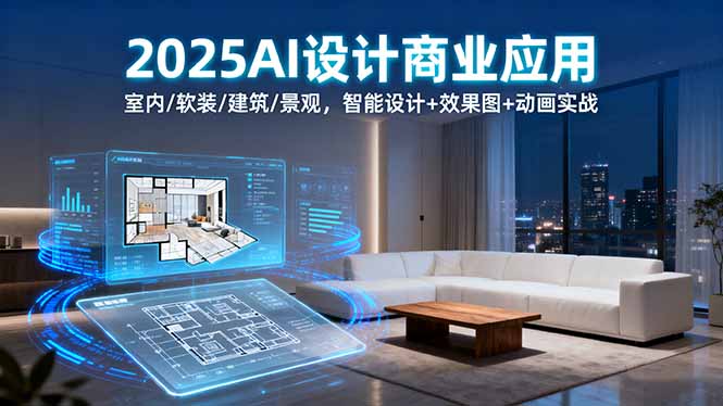 2025AI设计商业应用:室内/软装/建筑/景观,智能设计+效果图+动画实战-生财