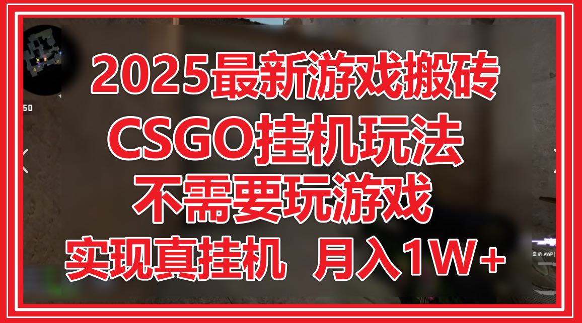 2025最新游戏搬砖，CSGO挂机，不需要玩游戏，实现真挂机，月入1W+-生财