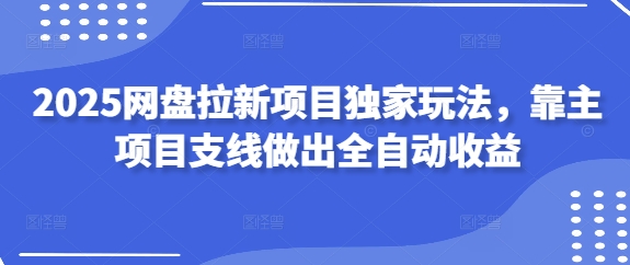 2025网盘拉新项目独家玩法，靠主项目支线做出全自动收益-生财