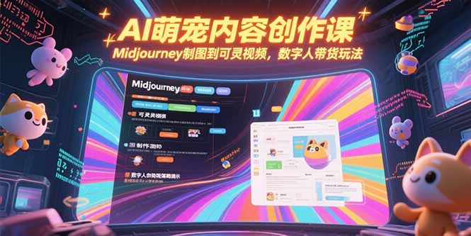 AI萌宠内容创作课,Midjourney制图到可灵视频,数字人带货玩法-生财