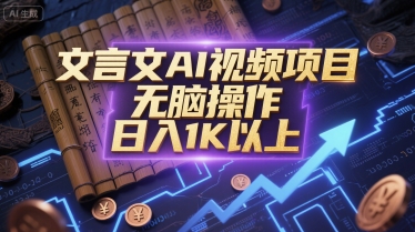 文言文AI视频项目，无脑操作，日入1K以上-生财