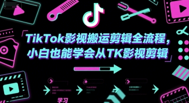 TikTok影视搬运剪辑全流程，小白也能学会从TK影视剪辑-生财