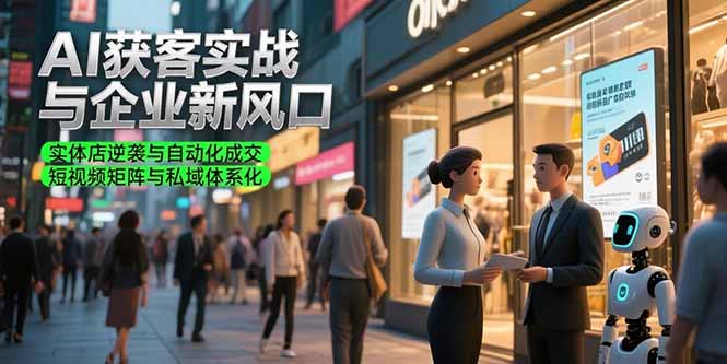 AI获客实战与企业新风口，实体店逆袭与自动化成交 短视频矩阵与私域体系化-生财