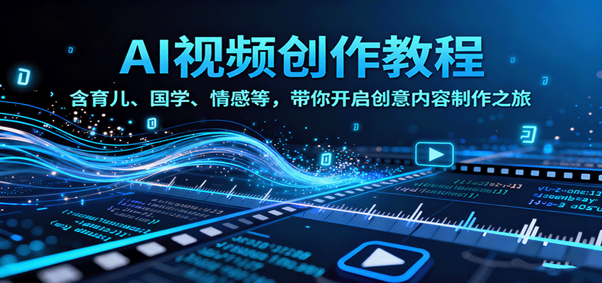 AI视频创富课，含育儿、国学、情感等，带你开启创意内容制作之旅-生财
