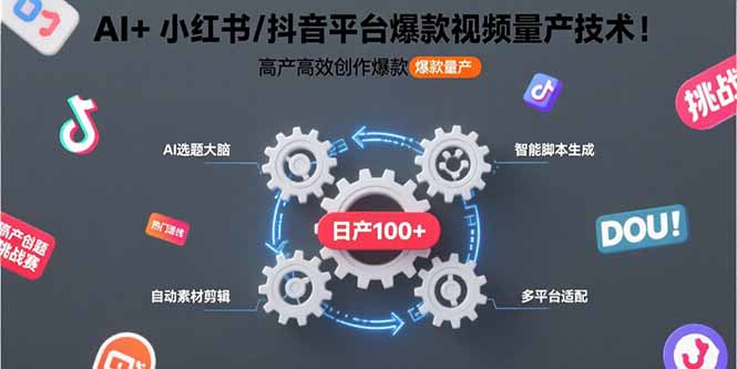 AI+小红书/抖音平台爆款视频量产技术:高产高效创作爆款视频!-生财