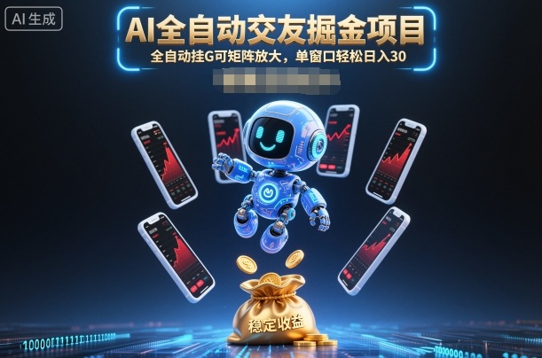 AI全自动交友掘金项目,全自动挂G可矩阵放大,单窗口轻松日入30+【揭秘】-生财
