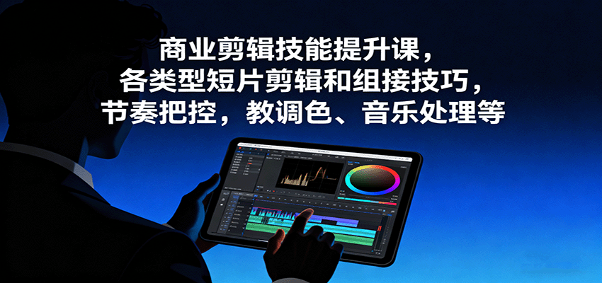 商业剪辑技能提升课，各类型短片剪辑和组接技巧，节奏把控，教调色、音乐处理等-生财
